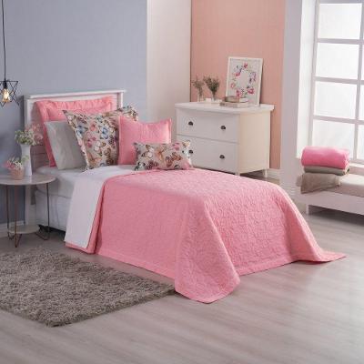 Cobre Leito Vanessa Solteiro Hipercal 180 Fios Bordado 2 Peças 100% Poliéster - Salmão