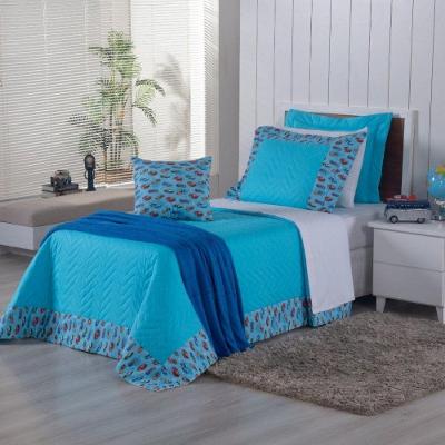 Cobre Leito Speed Car Solteiro Percal 150 Fios 2 Peças 100% Algodão - Turquesa