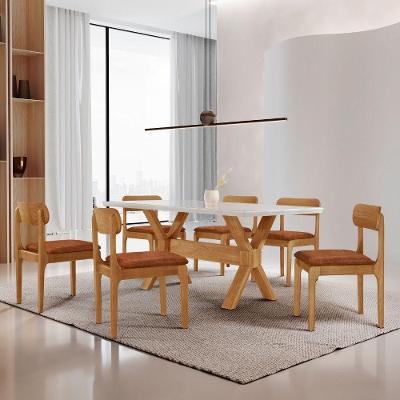 Sala Jantar Mesa Star 6 Cadeiras Moderna Puce Imbuia