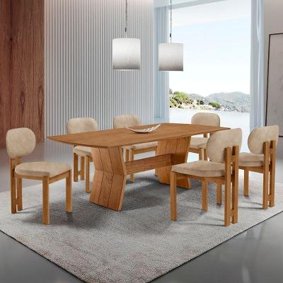 Mesa Portugal 6 Cadeiras Nala Moderna Milano Imbuia