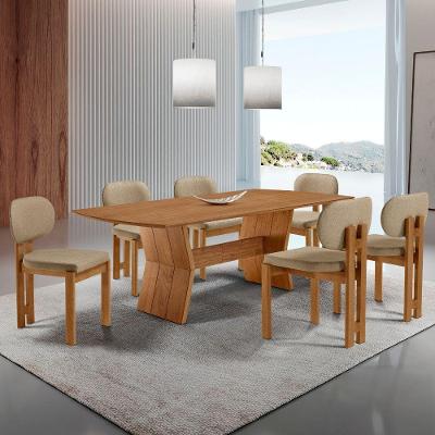 Mesa Portugal 6 Cadeiras Nala Moderna Ambar Imbuia