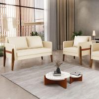 Kit 1 Sofá Namoradeira E 1 Poltrona Lana Corino Bege Base De Madeira - D'rossi - 13