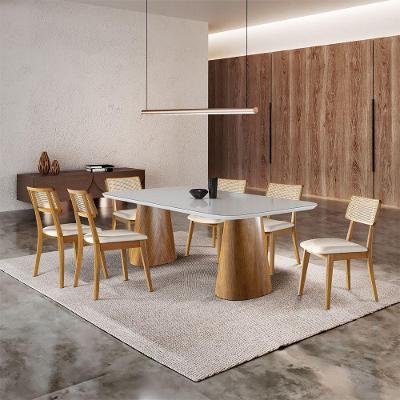 Conjunto Sala De Jantar De 6 Lugares Oslo Móveis Mundial Cinamomo/linho Creme