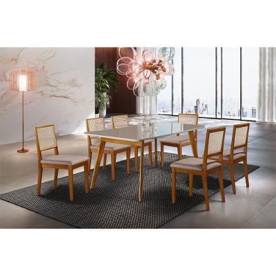 Sala Jantar 6 Lugares Slim Pequim Mel Off White Cinza