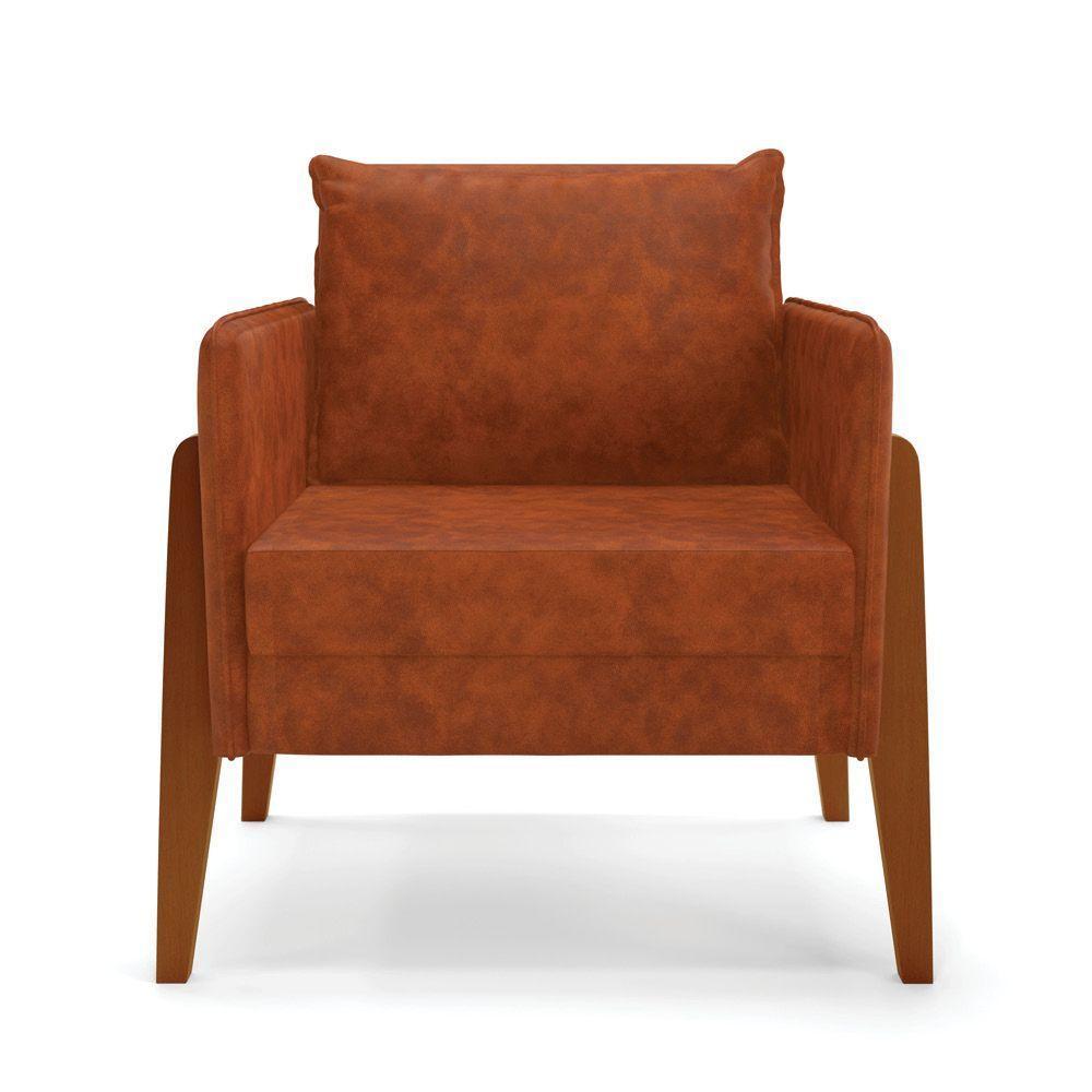 Kit 1 Sofá Namoradeira E 1 Poltrona Lana Corano Nozes Base De Madeira - D'Rossi - 6