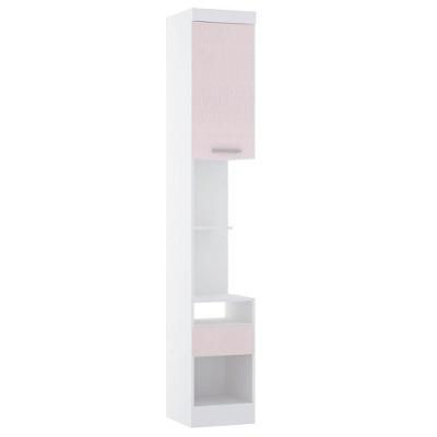 Mesa de Cabeceira Alpes 1 Gaveta MDF Moderno Branco Rosa