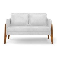 Kit 1 Sofá Namoradeira E 2 Poltronas Lana Corano Branco Base De Madeira - D'Rossi - 7