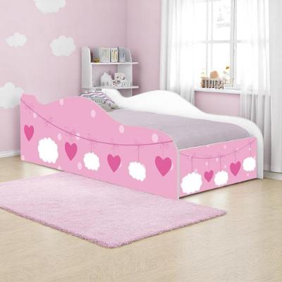 Cama Carro Fun Adesivada Nuvens Meninas Solteiro