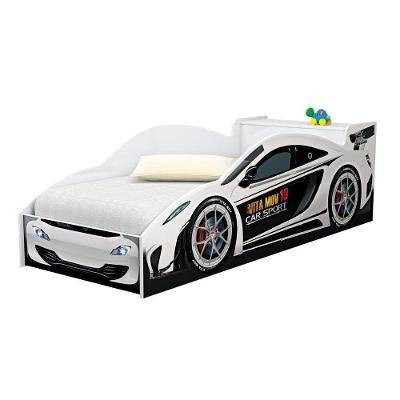 Cama Carro Com Bau Juvenil Racer Branco Com Colchao