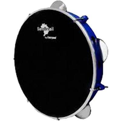 Pandeiro 10 Premium Pele Preta Sambrasil Liverpool Azul
