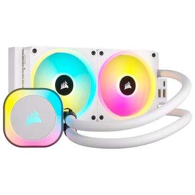 Water Cooler Icue LINK H100i RGB White 240MM com Radiador em Alumínio e Iluminação RGB Branco