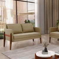 Namoradeira 2 Lugares Lana Suede Marrom Rato Base De Madeira - D'rossi - 7