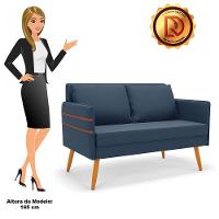 Namoradeira 02 Lugares Mari Suede Pés Palito Castanho - D'rossi Cor Azul Marinho