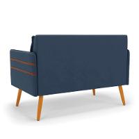 Namoradeira 02 Lugares Mari Suede Pés Palito Castanho - D'rossi Cor Azul Marinho - 5