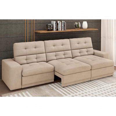 Sofá Roma Premium 2,30m Assento Retrátil/reclinável Suede Capuccino Xflex Sofás