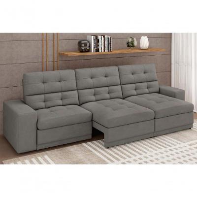 Sofá Roma Premium 2,30m Assento Retrátil/reclinável Suede Cinza Xflex Sofás