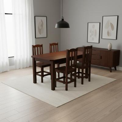 Kit Mesa Com 4 Cadeiras Diamante Madeira Maciça Castanho Castanho S/estofado