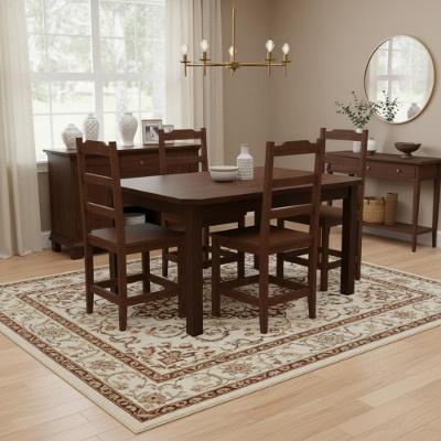 Kit Mesa Com 4 Cadeiras Perola De Madeira Maciça Castanho Castanho S/estofado