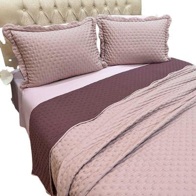 Cobre Leito Queen Vitoria Dupla Face 3pç 100% Poliéster - Malva