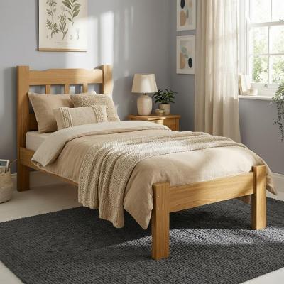 Cama Solteiro Pérola Madeira Maciça Resistente Nogueira