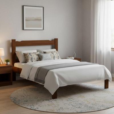 Cama Casal Esmeralda Madeira Maciça Resistente Castanho