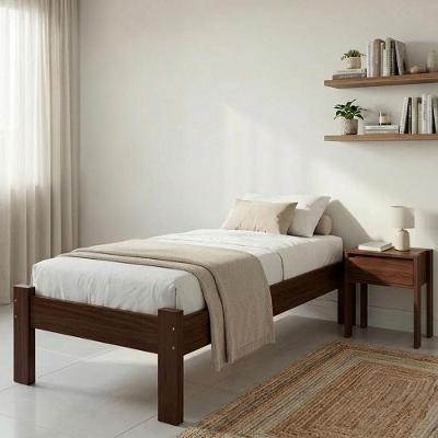 Cama Turca Solteiro Em Madeira Maciça Castanho Roforçada