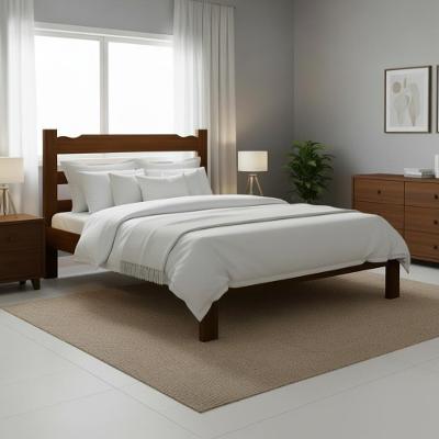 Cama Queen Esmeralda Madeira Maciça Castanho Resistente