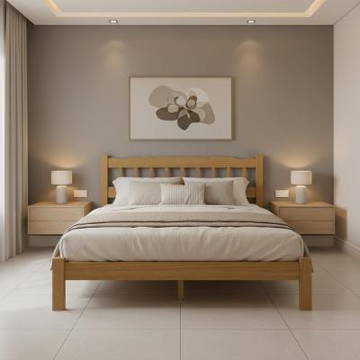 Cama King Pérola Madeira Maciça Resistente Nogueira