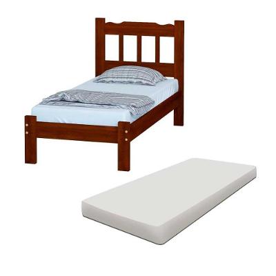 Cama Solteiro Madeira Maciça Reforçada Com Colchão