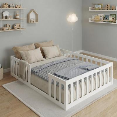 Cama Casal Montessoriana Com Colchão Madeira Maciça Branco