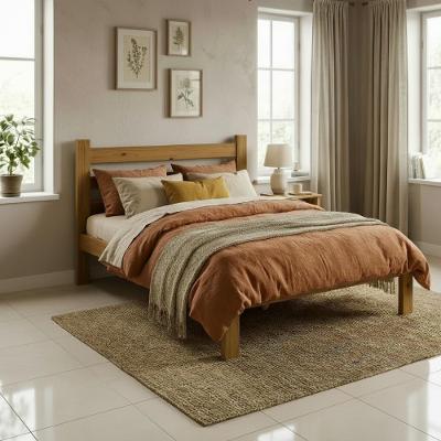 Cama De Casal Madeira Maciça Rubi Cor Nogueira Com Colchão