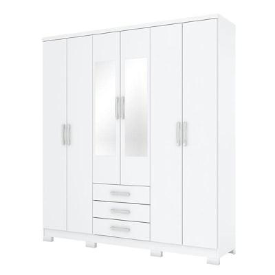 Guarda Roupa Casal City 6 Portas Branco Com Espelho - Henn