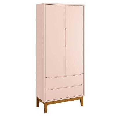 Guarda Roupa Infantil New Classic 2 Portas Rosa Com Pés Madeira - Reller