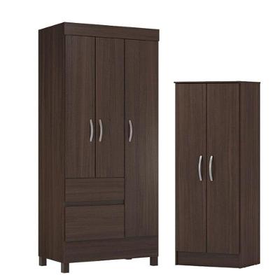 Guarda Roupa Solteiro Wind Com Multiuso Viena Café - Demóbile