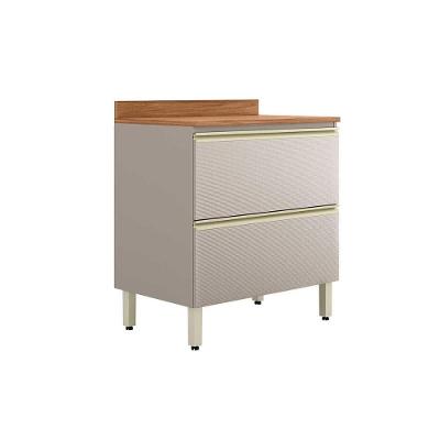 Balcão Cozinha Modulado C/ Tampo Proença C/ 1 Porta E 1 Gaveta 80cm Nogueira Touch/nude Prime Demóbile