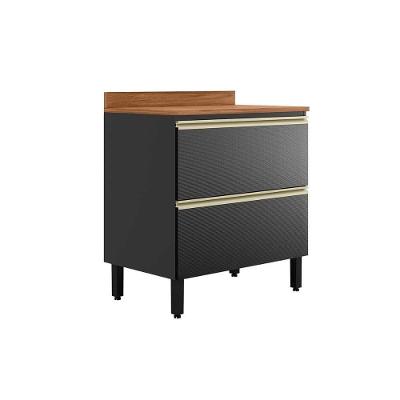 Balcão Cozinha Modulado C/ Tampo Proença C/ 1 Porta E 1 Gaveta 80cm Nogueira/carbono Prime Tx Demóbile