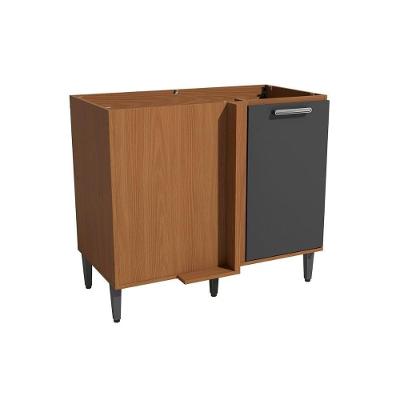 Balcão Cozinha Modulado Linna T723 Canto Reto C/ 1 Porta S/tampo 98cm Canela/grafite Kappesberg