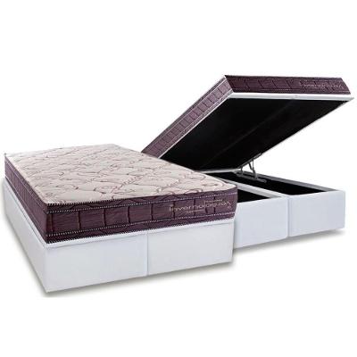 Cama Box Baú Novo + Colchão Molas Kappesberg Ensacadas Inverno Verão + Base Crc Courano White