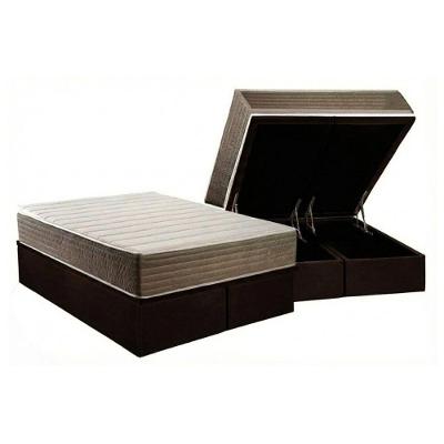Cama Box Baú Novo + Colchão Ortopédico Kappesberg D33 Anatômico Carmine + Base Crc Corano Brown