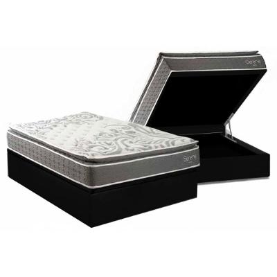 Cama Box Baú Casal + Colchão Molas Kappesberg Ensacadas Serene + Base Crc Courano Black