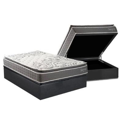 Cama Box Baú Casal + Colchão Molas Kappesberg Ensacadas Serene + Base Crc Courano Gray