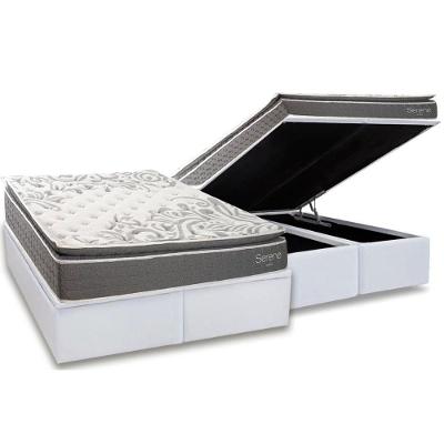 Cama Box Baú King + Colchão Molas Kappesberg Ensacadas Serene + Base Crc Courano White