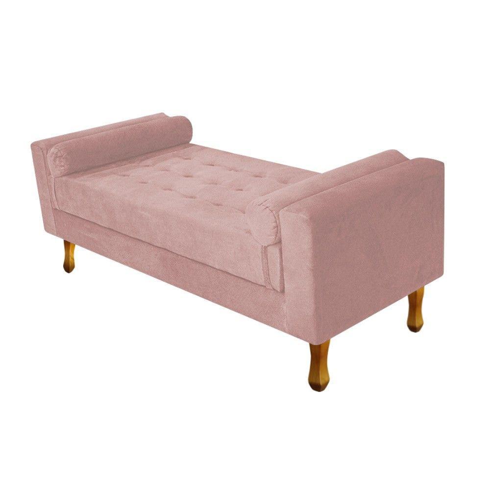 Recamier Baú Félix Solteiro 120cm Suede Rosê Doce Sonho - 1