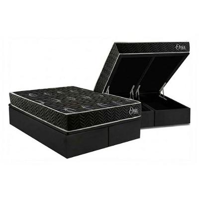 Cama Box Baú Queen + Colchão Ortopédico Kappesberg D28 Anatômico Onix + Base Crc Corano Black