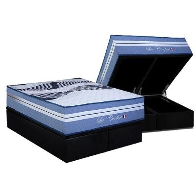 Cama Box Baú Queen + Colchão Molas Paropas La Confort