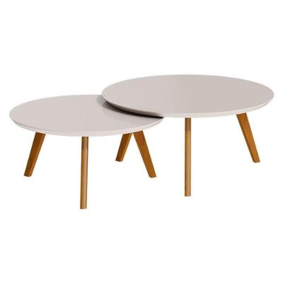 Kit Mesa De Centro Ambiente Classic Redonda Off White - Imcal