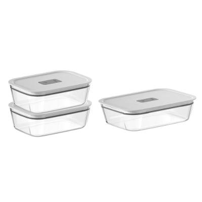 Conjunto de Potes Herméticos Fresh Lock Vidro Borossilicato para Cozinha 3 Peças