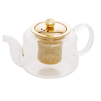 Chaleira De Vidro Com Infusor Dourado 600ml Wolff