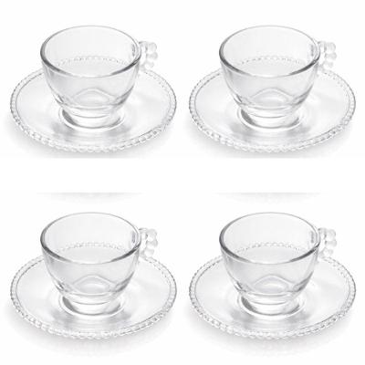 Conjunto 04 Xícaras De Chá De Cristal 180ml Pearl Wolff
