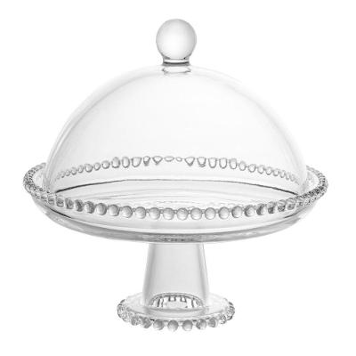 Prato Para Bolo De Cristal Com Tampa 20cm Pearl Wolff